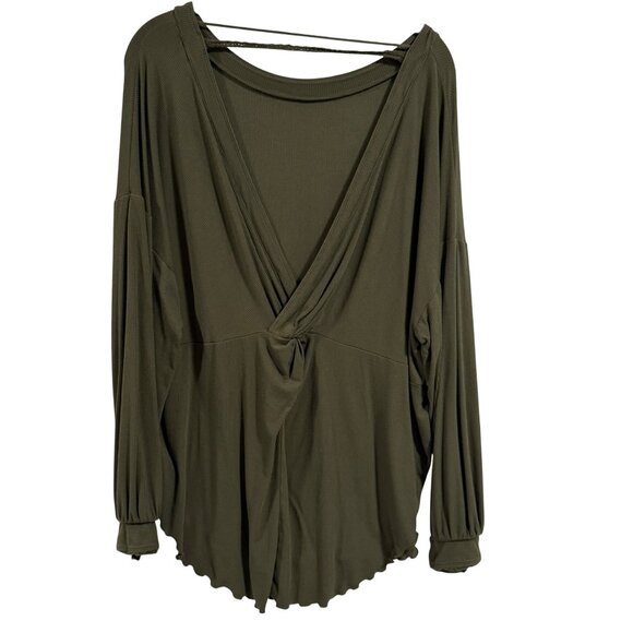 Free People Shimmy Shake Olive Green‎ Boho Top Size M. - Picture 1 of 8
